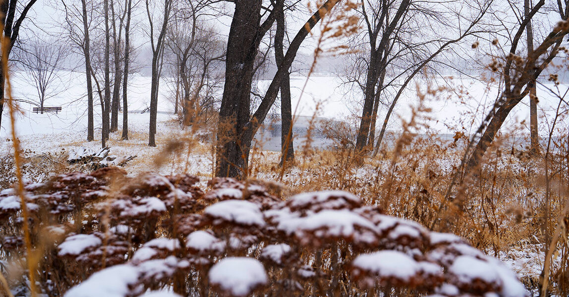 Scenic Winter Views of Lake Next to Apartments in Inver Grove Heights, MN